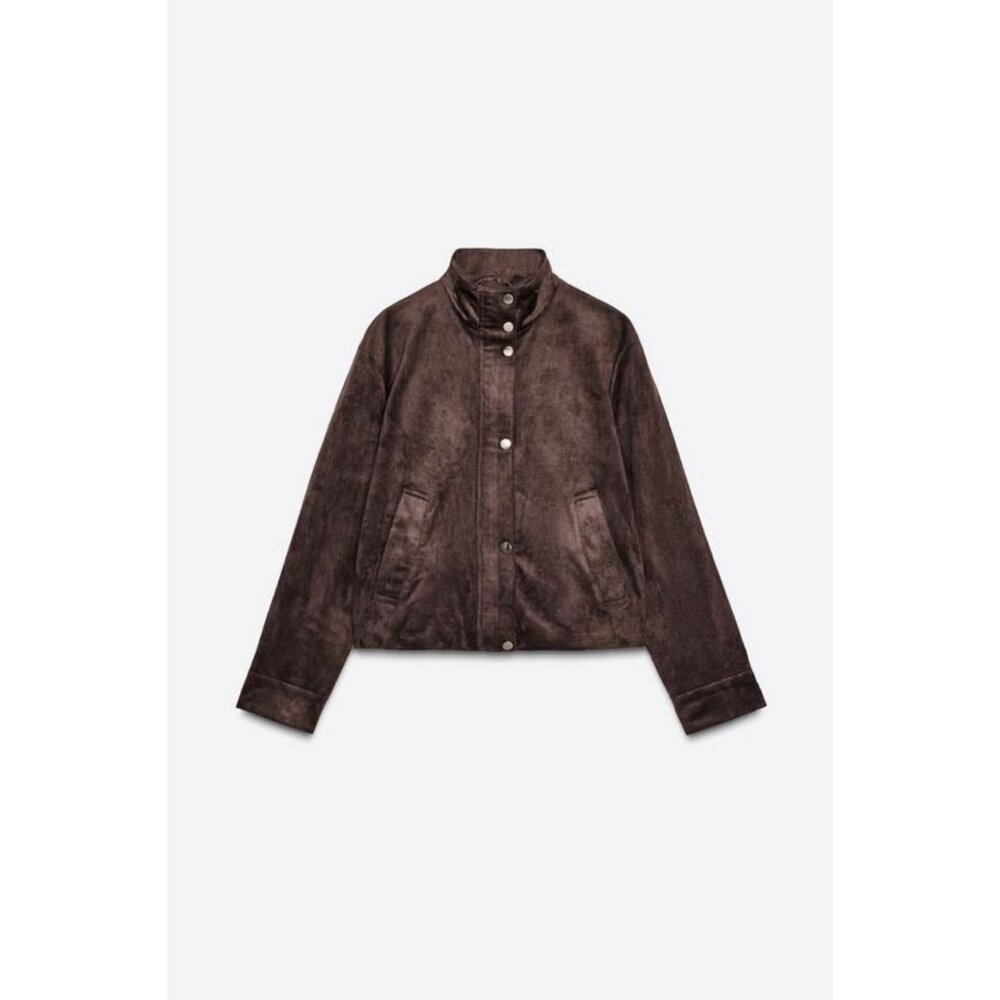 ZARA FAUX SUEDE JACKET - Picture 7 of 9